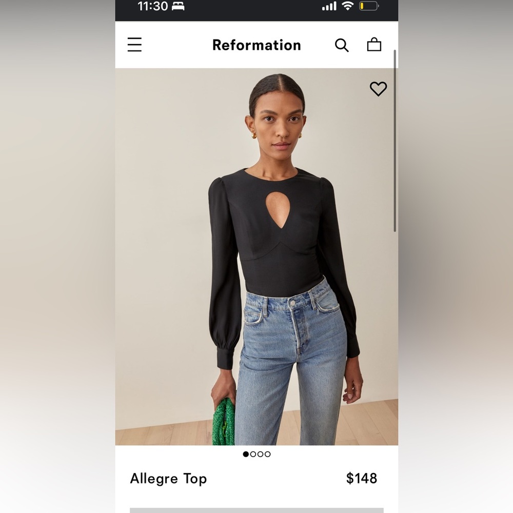 REFORMATION NWT SIZE 6 Allegre Top Black